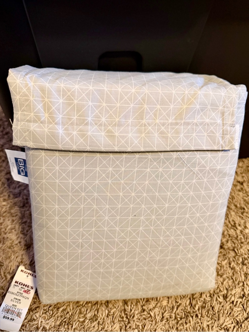 The Big One Silver Geometric Fabric Storage Bin